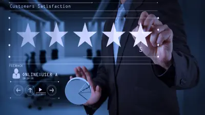 pessoa marcando 5 estrelas para satisfacao do cliente